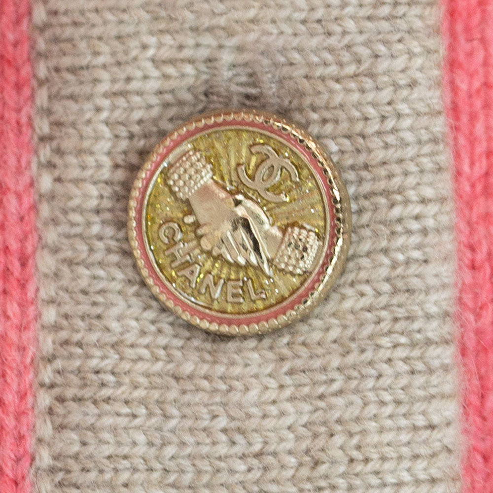 Chanel Pink 
Beige Cashmere Cardigan