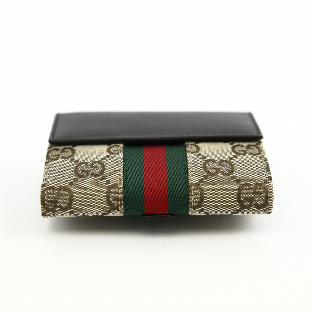 base view of Gucci GG Canvas 
Leather Jackie Compact Wallet