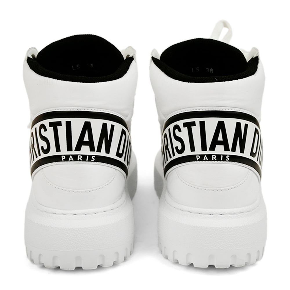 Christian Dior White D-Player Nylon 
Patent Leather High Top Sneakers