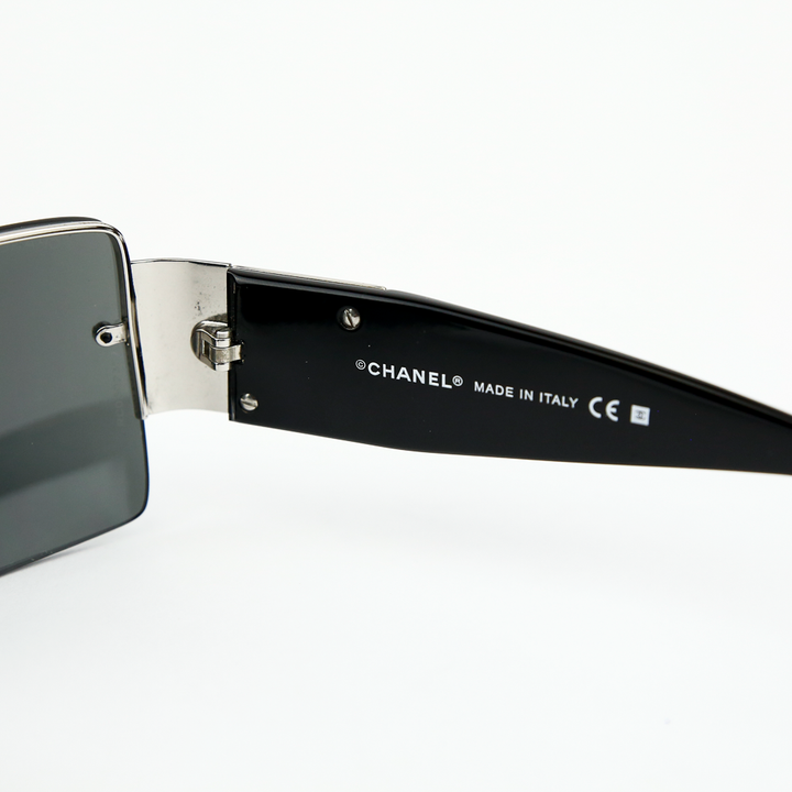 Chanel Rimless Square Frame Crystal CC Sunglasses