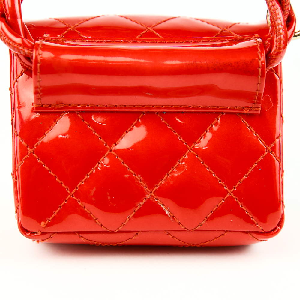 Chanel Red Quilted Patent Leather 2.55 Mini Ankle/Wrist Bag