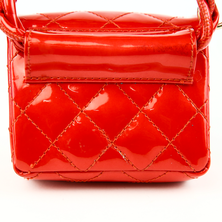 Chanel Red Quilted Patent Leather 2.55 Mini Ankle/Wrist Bag