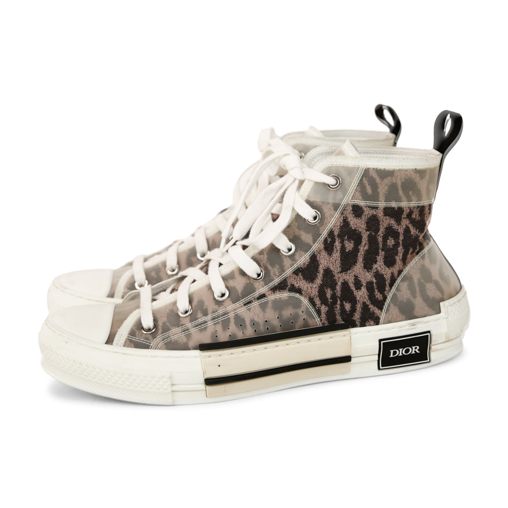 Christian Dior Gray Leopard Print B23 High Top Sneakers