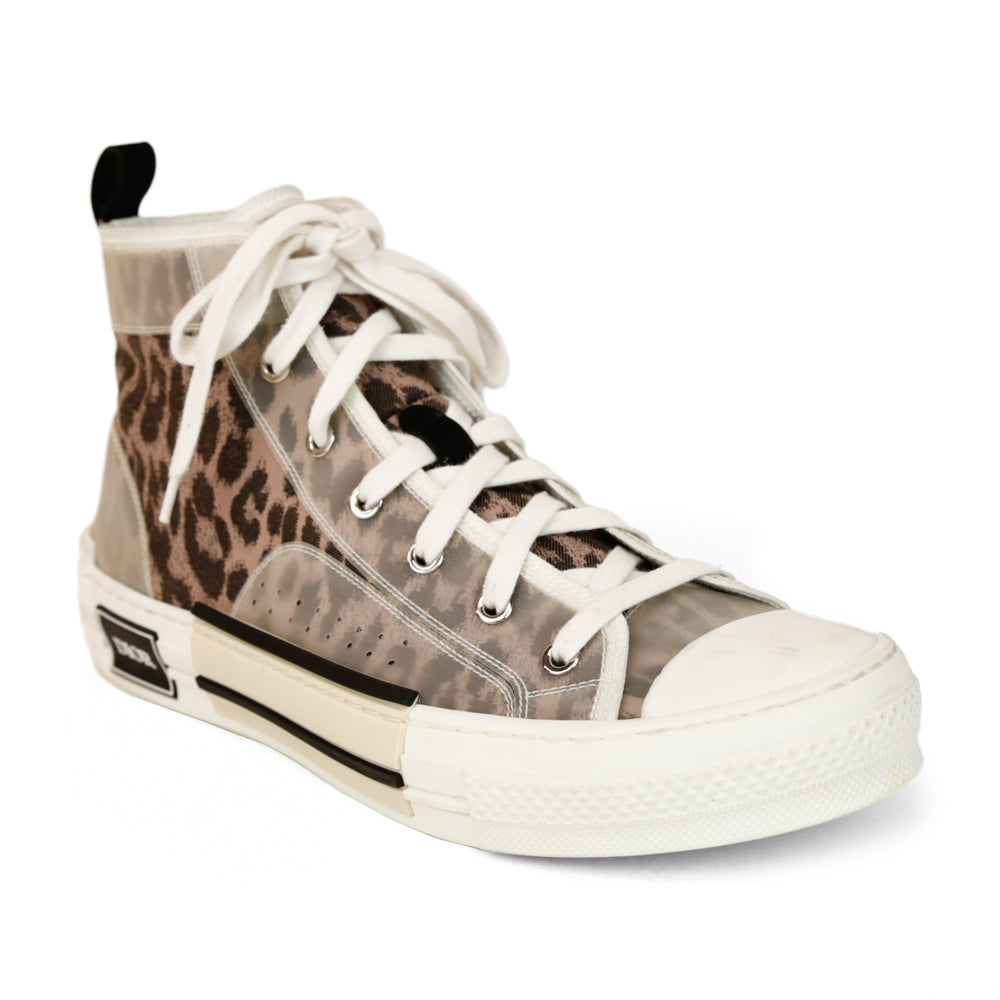 Christian Dior Gray Leopard Print B23 High Top Sneakers