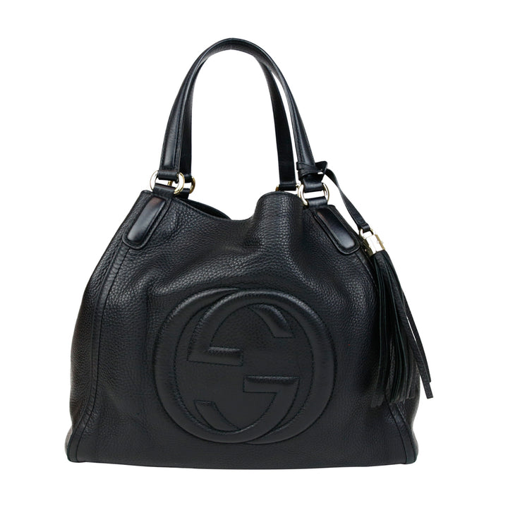 Gucci Black Leather Medium Soho Cellarius Tote