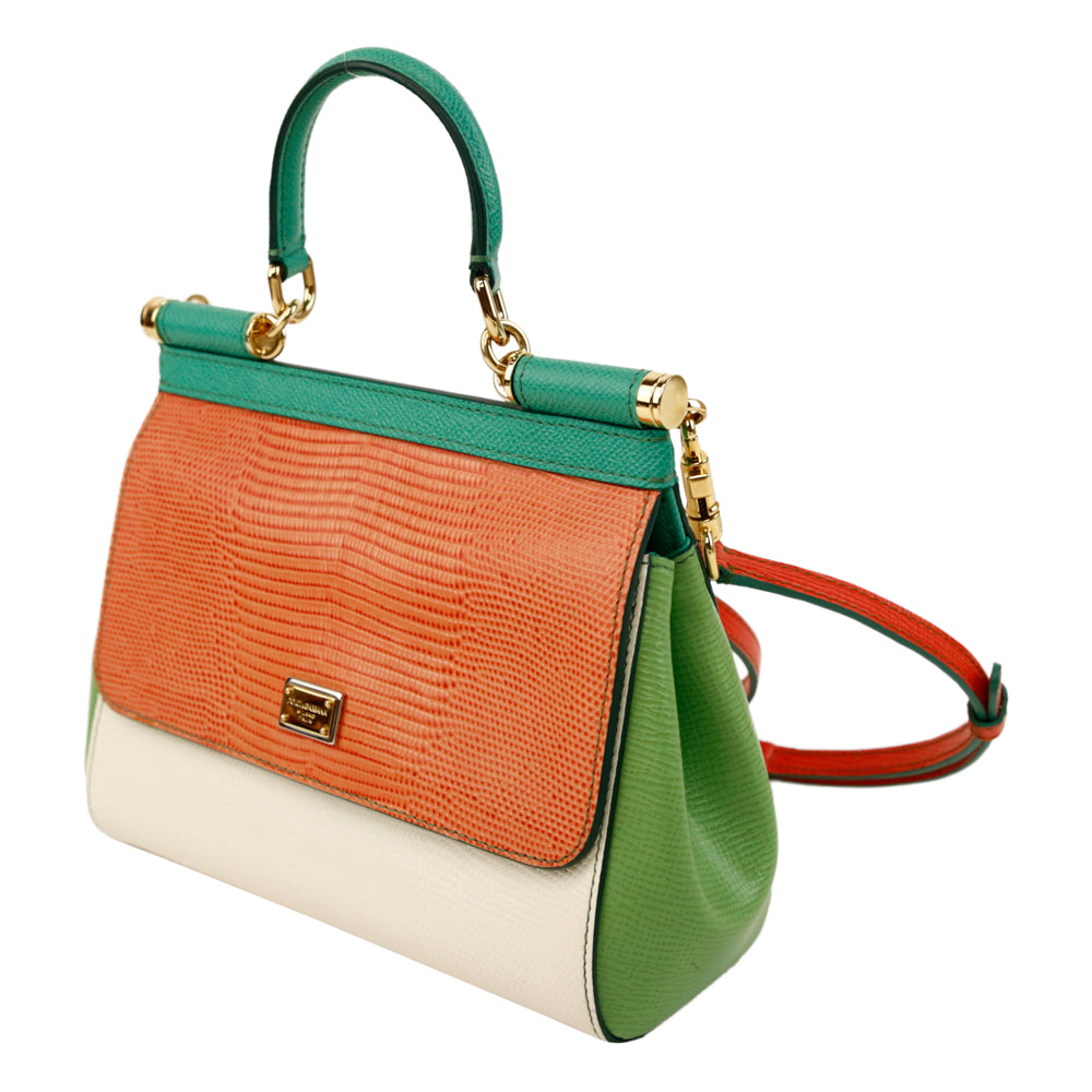 Dolce 
Gabbana Colorblock Embossed Leather Mini Miss Sicily Tote