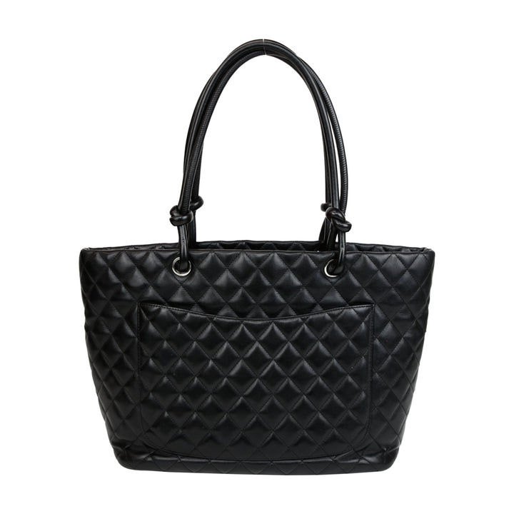 Chanel Black Quilted Lambskin Leather Ligne Cambon Tote Bag