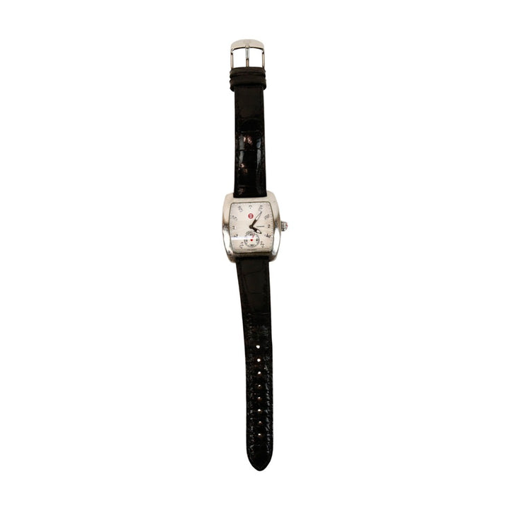 Michelle Black Leather 
Stainless Steel Urban Mini Watch