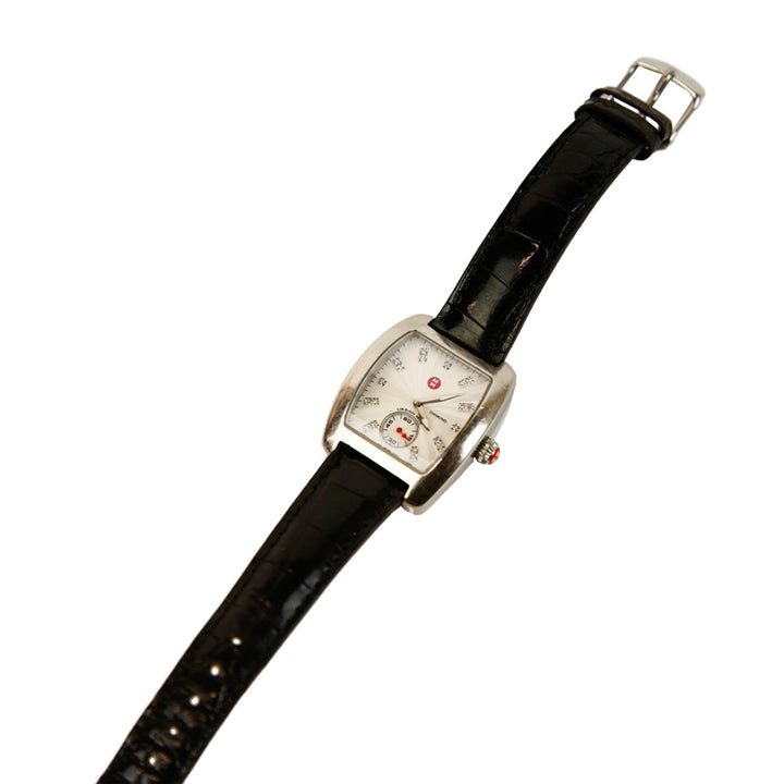 Michelle Black Leather 
Stainless Steel Urban Mini Watch