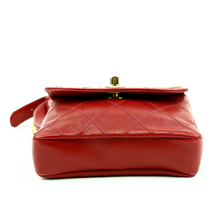 base view of Chanel Vintage Red Leather Belt Bag