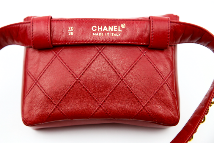 back view of Chanel Vintage Red Leather Belt Bag