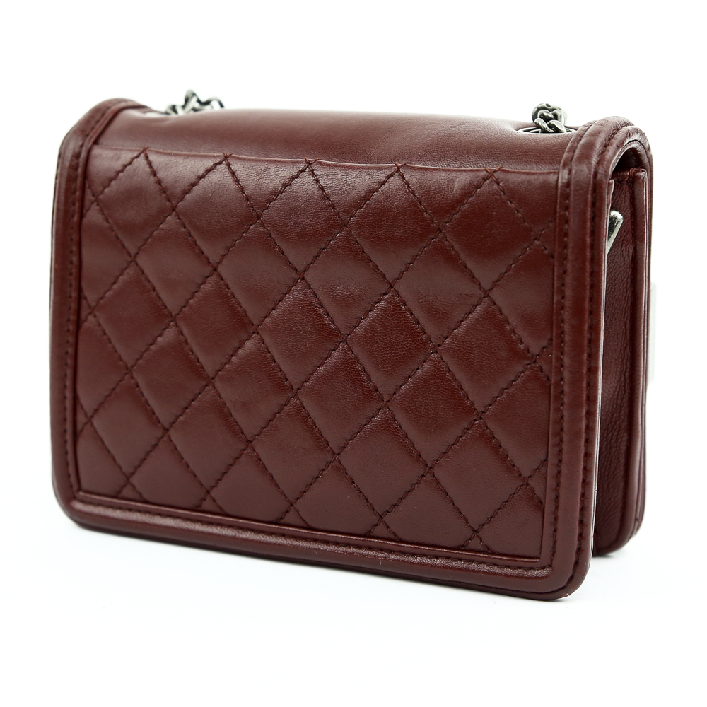 back view of Chanel Burgundy Boy Brick Flap Bag