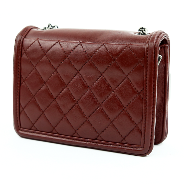 back view of Chanel Burgundy Boy Brick Flap Bag