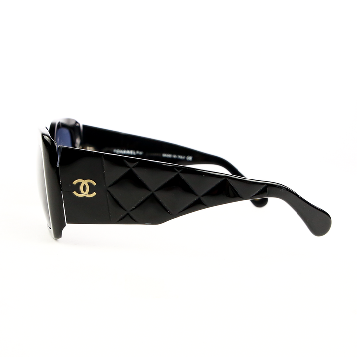 Side view of Chanel Black Quilted Side Sunglasses