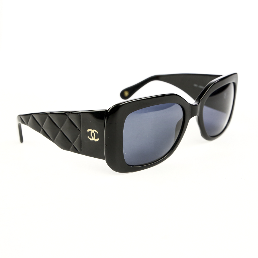 Side view of Chanel Black Quilted Side Sunglasses