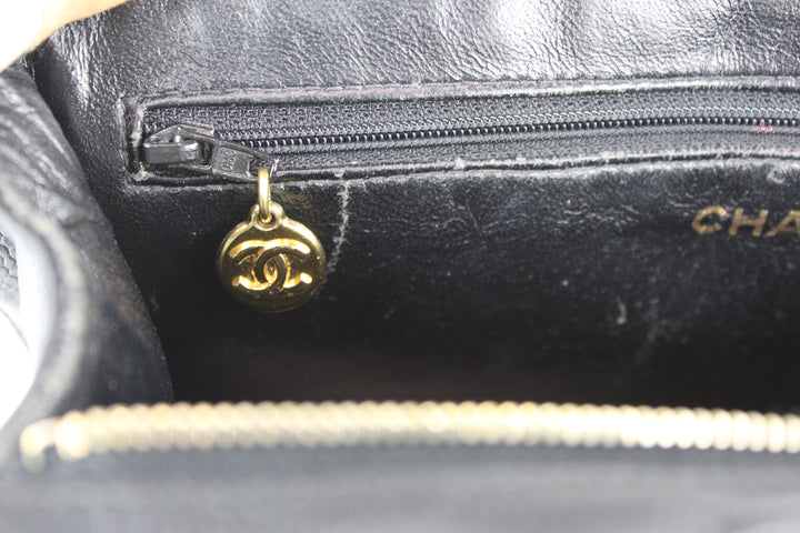 Inside View of Chanel Vintage Black Caviar Leather Tote Bag 97
-99
