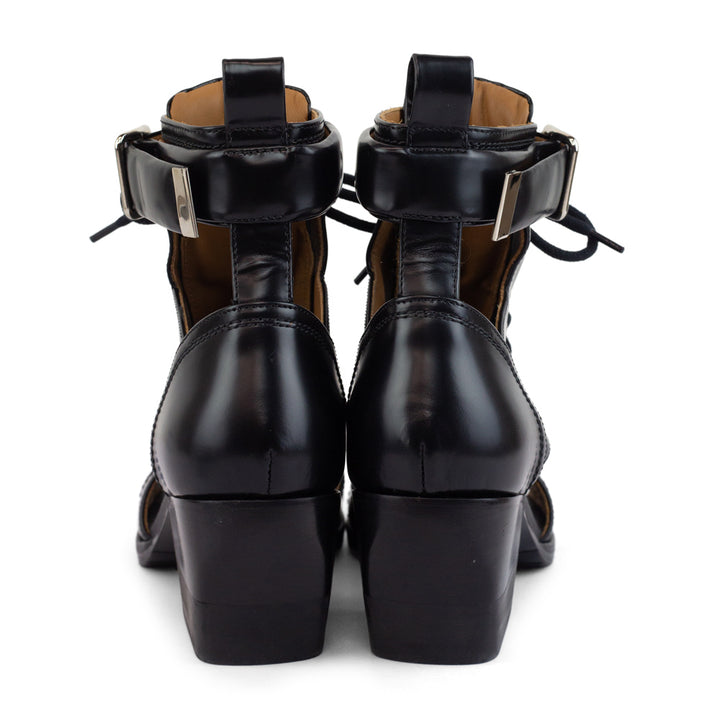 Chloe Rylee Black Leather Cutout Ankle Boots