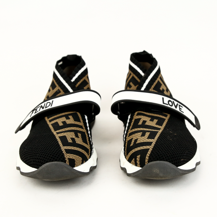 front view of Fendi Rockoko FF Knit Sock Sneakers