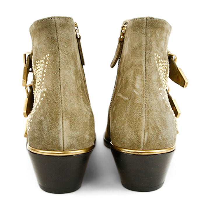 Chloé Susanna Gray Studded Suede Ankle Boots