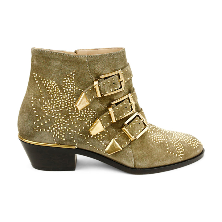 Chloé Susanna Gray Studded Suede Ankle Boots