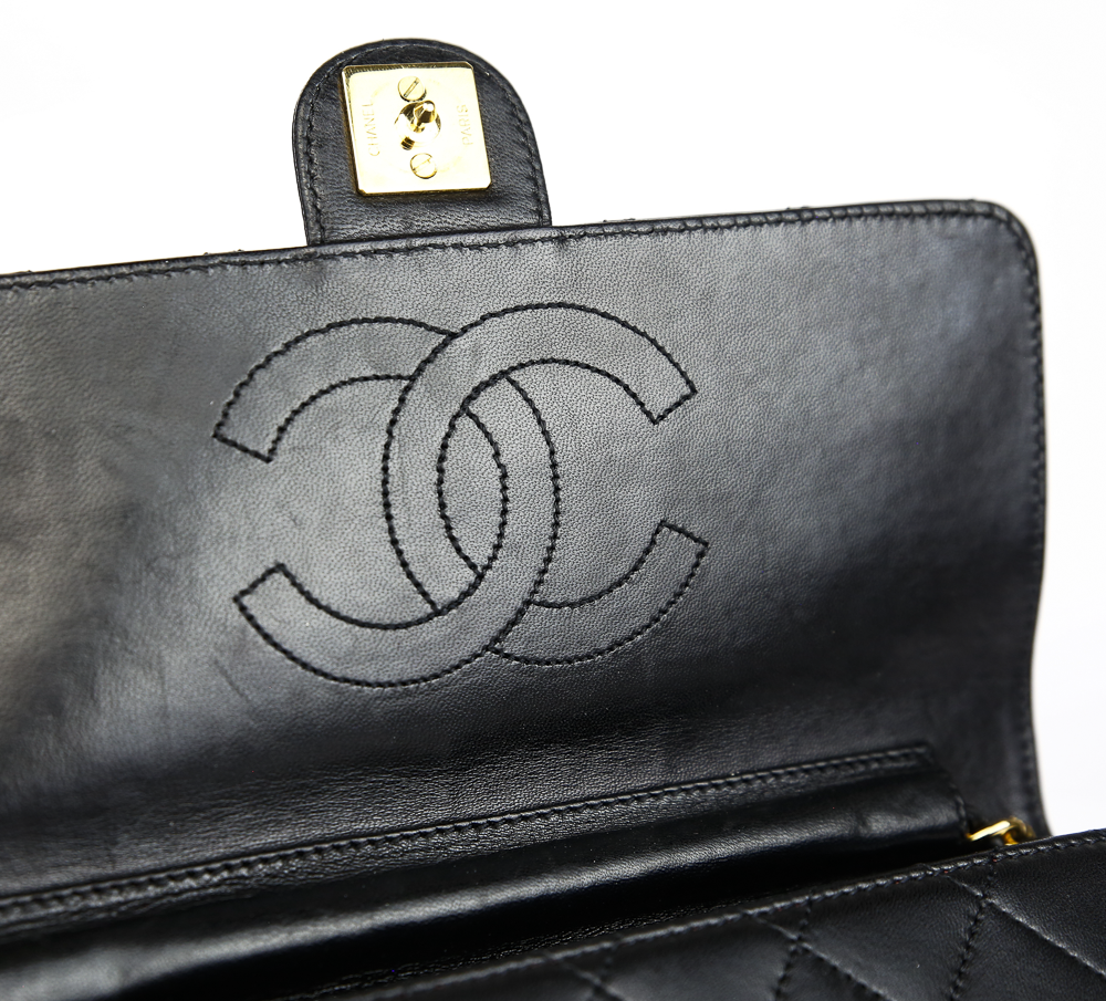 Chanel Vintage Black Quilted Leather Single Flap Bag