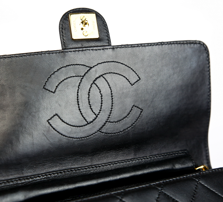 Chanel Vintage Black Quilted Leather Single Flap Bag