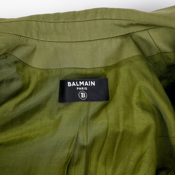 Balmain Olive Wool Double Breasted Jacket