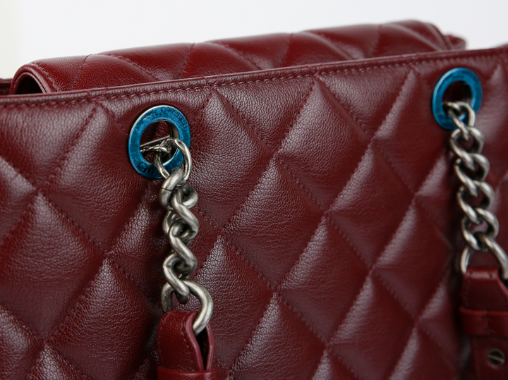 Chanel Burgundy Caviar Leather Rock Shopping Tote