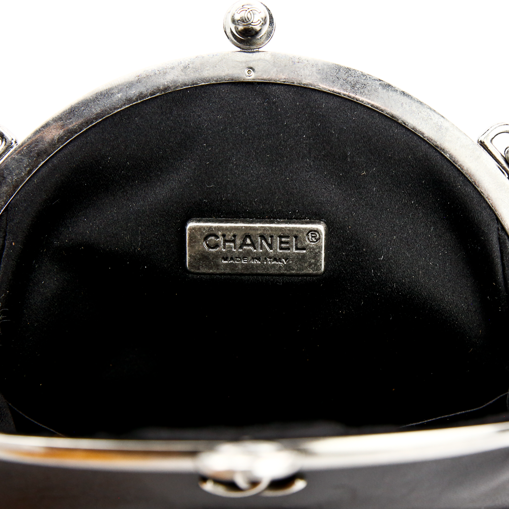 Chanel Black Leather 
Painted Fur Frame Bag