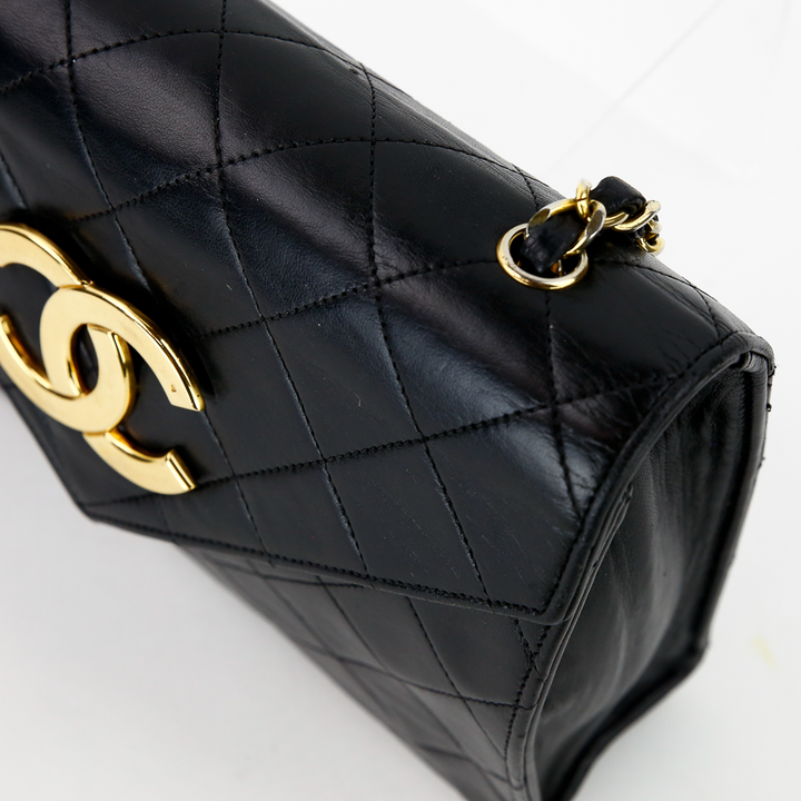 top view of Chanel Vintage Black Quilted Envelope Flap Bag