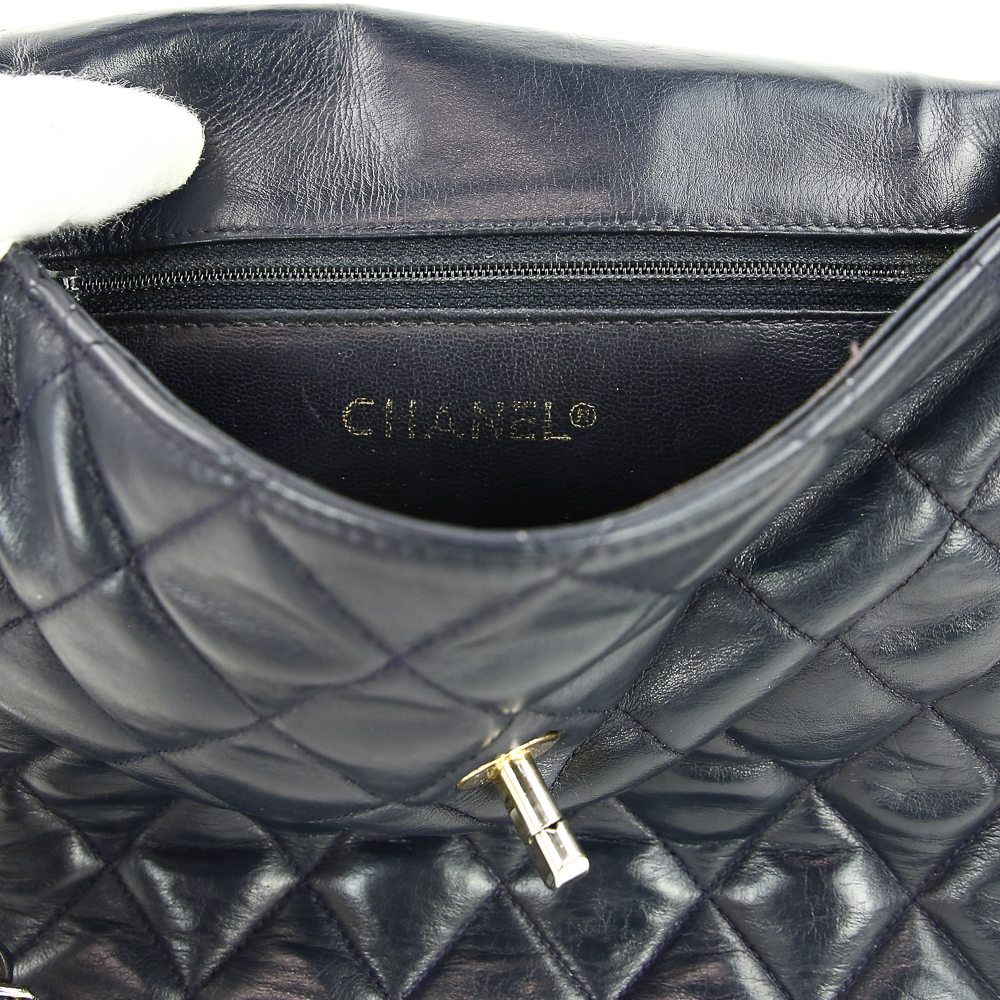 Chanel Vintage Navy Quilted Lambskin Crossbody Bag