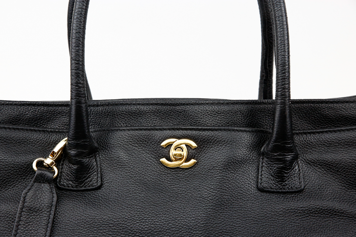 Chanel Black Caviar Cerf Executive Shopper Satchel Bag