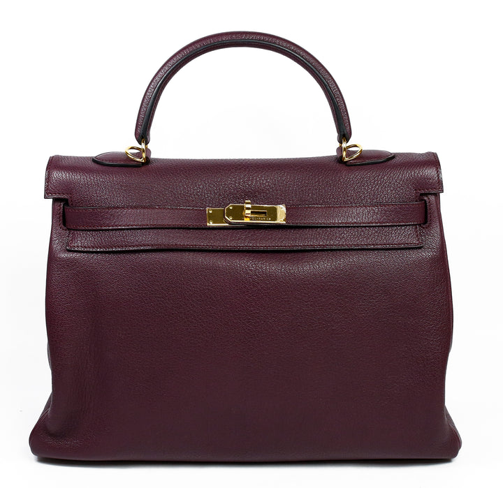 Hermès Plum Togo Leather Kelly Retourne 35