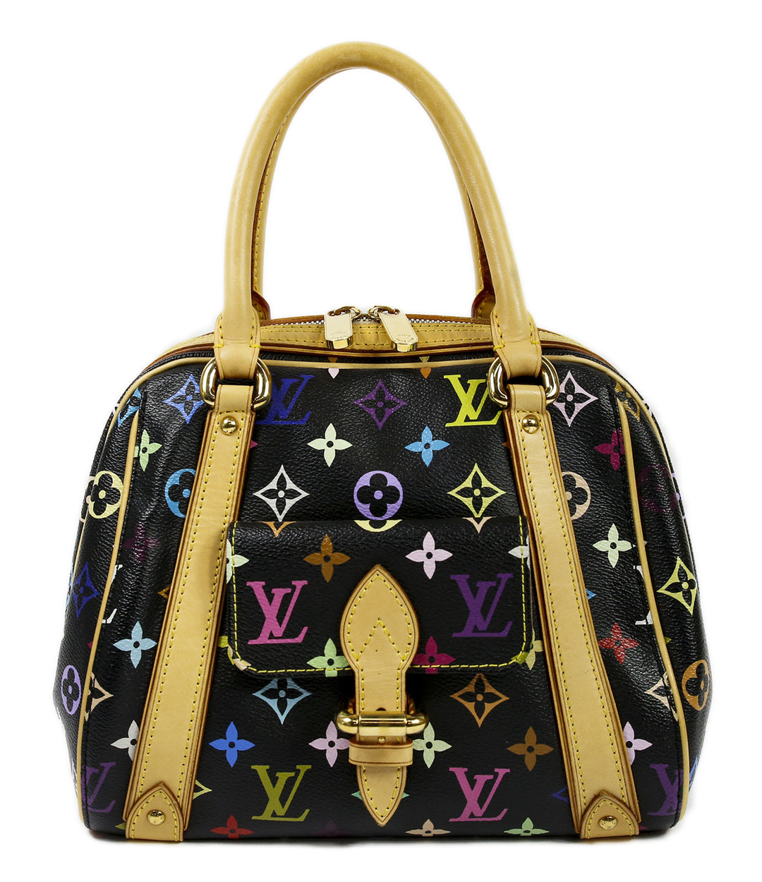 Louis Vuitton Black 
Multicolor Coated Canvas Priscilla Top Handle Bag