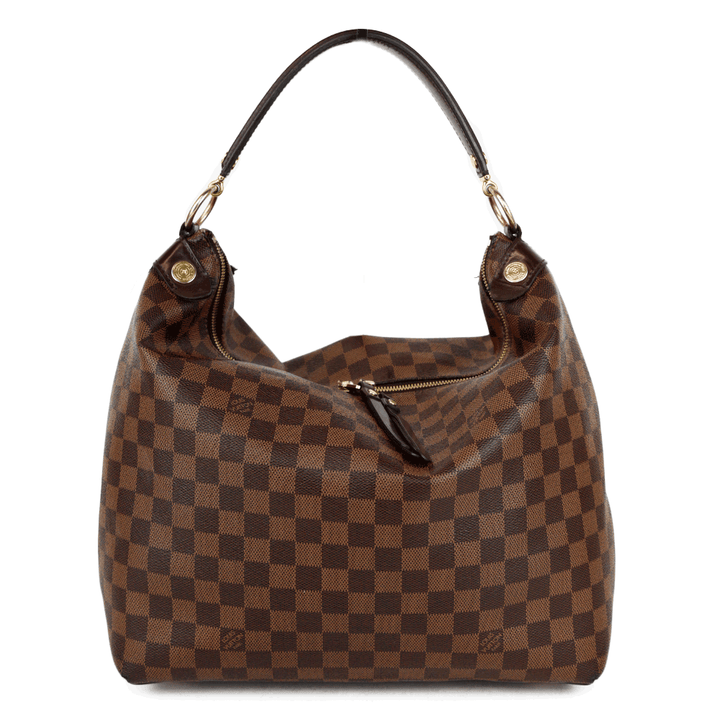 front view of Louis Vuitton Damier Ebene Duomo Hobo Bag