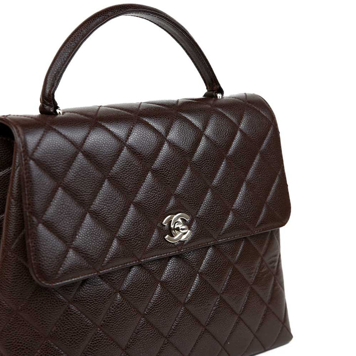 Chanel Chocolate Brown Caviar Kelly Vintage Top Handle Bag