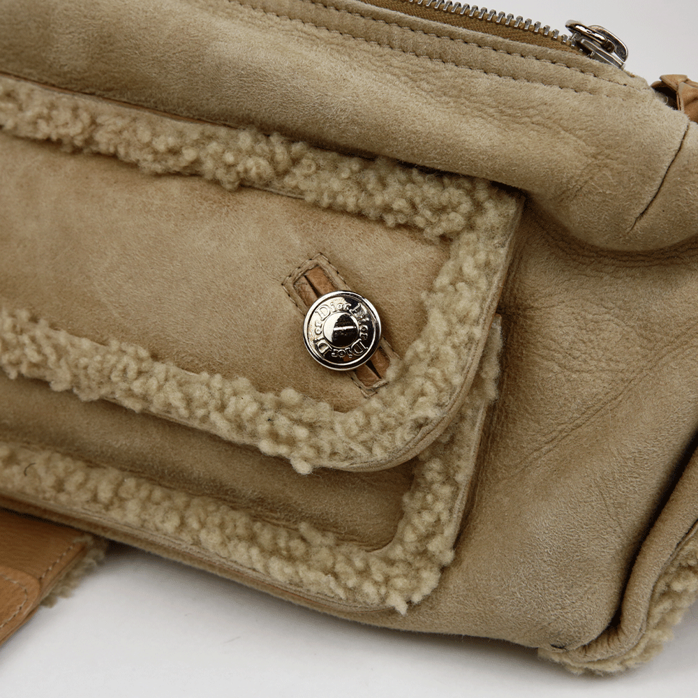 Christian Dior Vintage Shearling Flight Bag