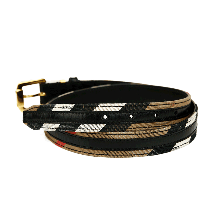 Burberry House Check Black Leather Belt