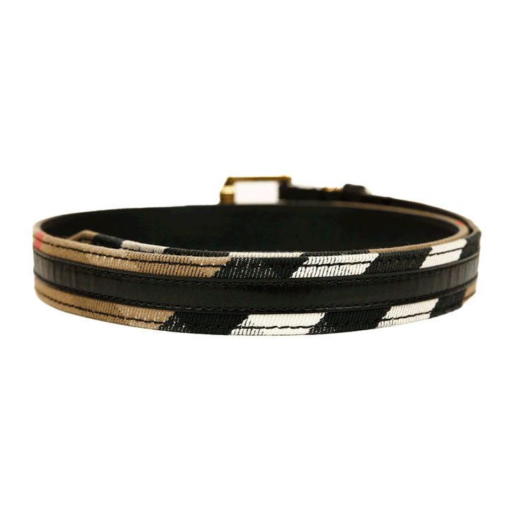 Burberry House Check Black Leather Belt