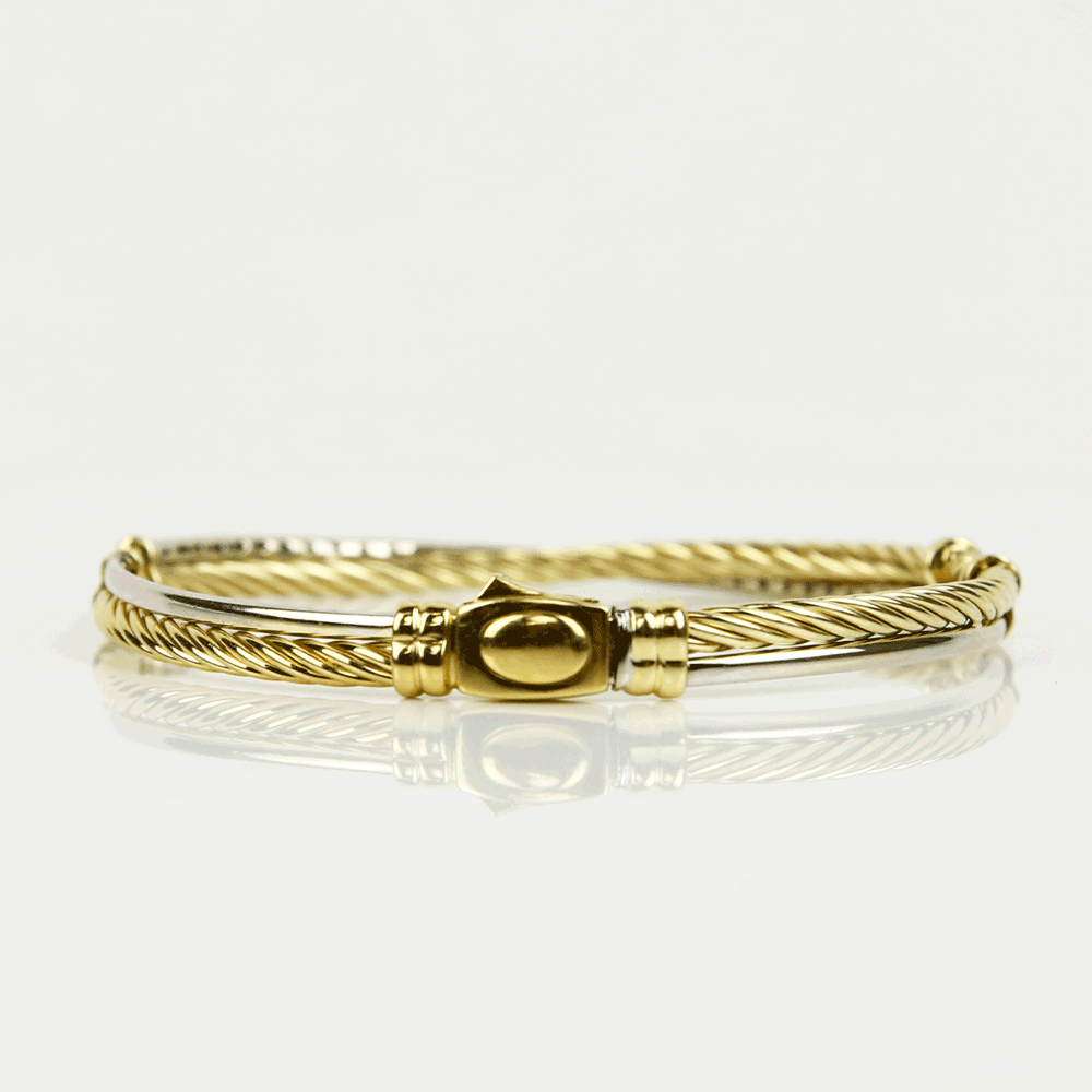 David Yurman 18K Yellow Gold Crossover Linked Bracelet With Pavé Diamonds