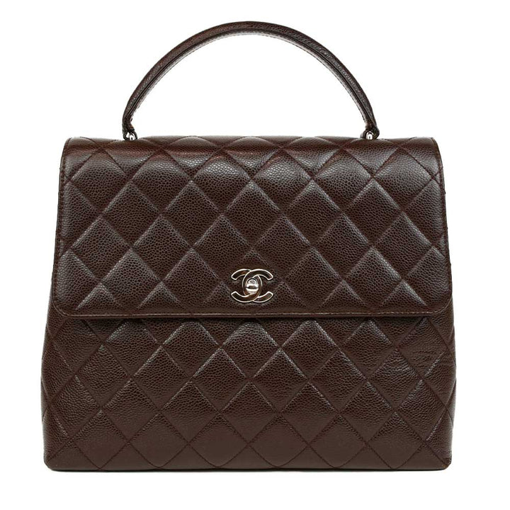 Chanel Chocolate Brown Caviar Kelly Vintage Top Handle Bag