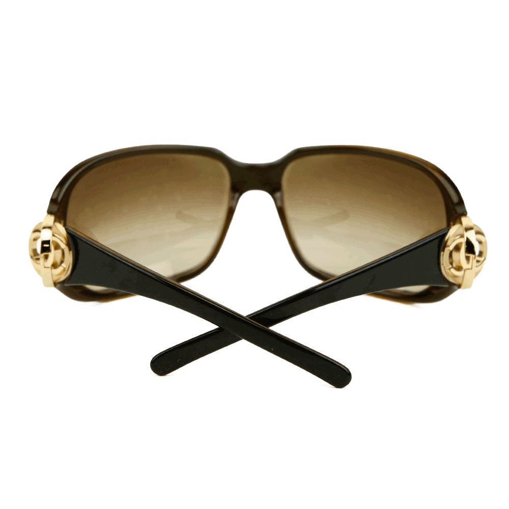 back view of Chanel Brown Shield Style Oversized Sunglasses