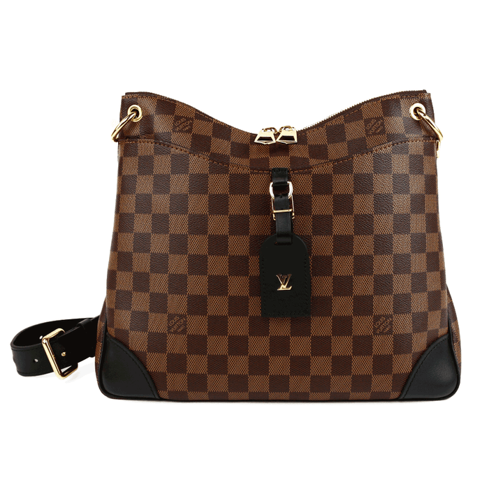 front view of Louis Vuitton Damier Ebene Canvas 
Leather Odéon MM