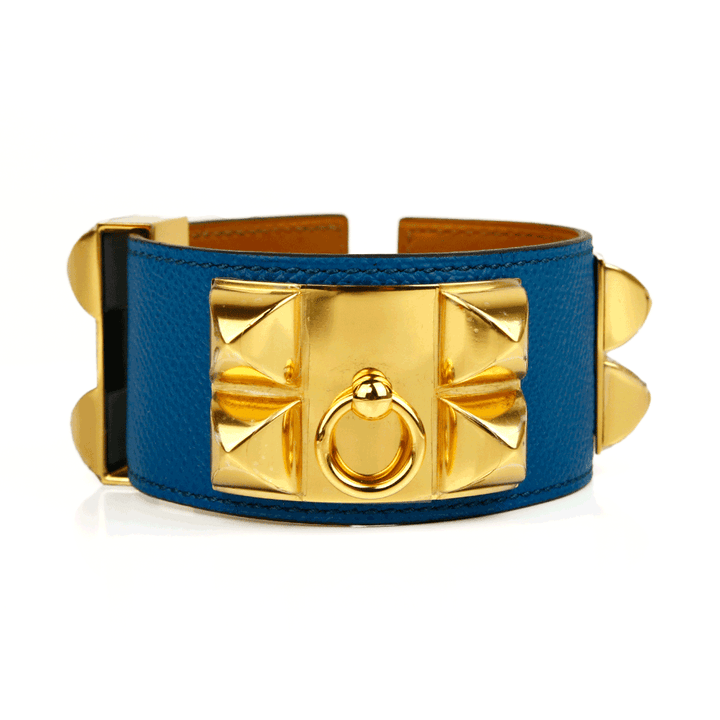 Hermès Collier de Chien Blue 
Gold Bracelet