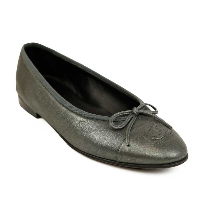 Chanel Gunmetal Ballet Flats