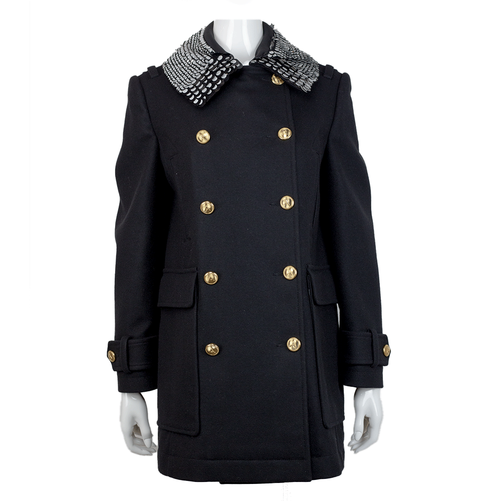 front view of Altuzarra Sequin Collar Double Breasted Coat