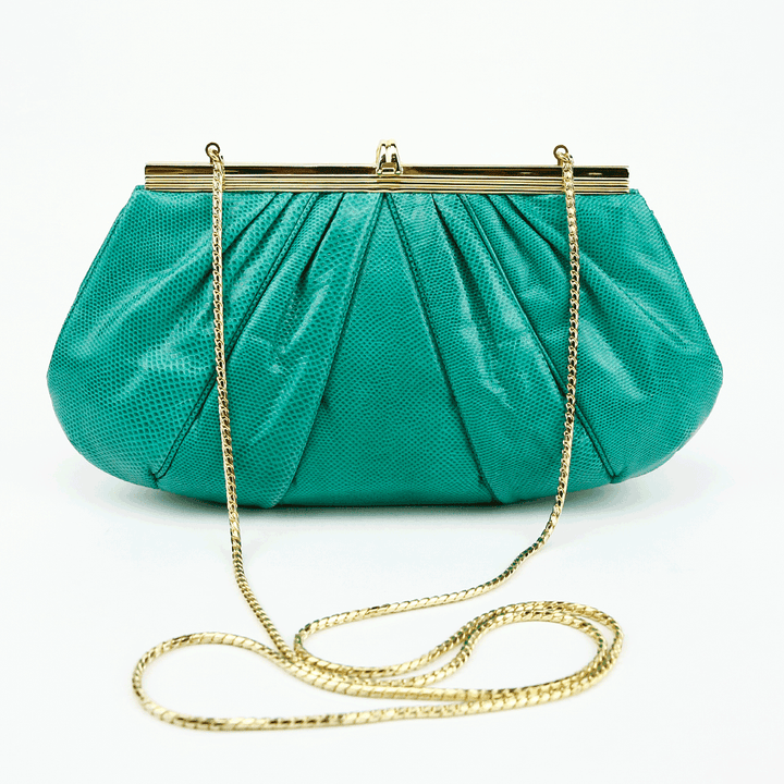 back view of Judith Leiber Vintage Green Frame Clutch