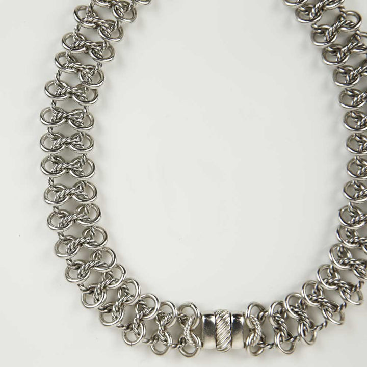 David Yurman Woven Sterling Silver 
Quartz Choker Necklace