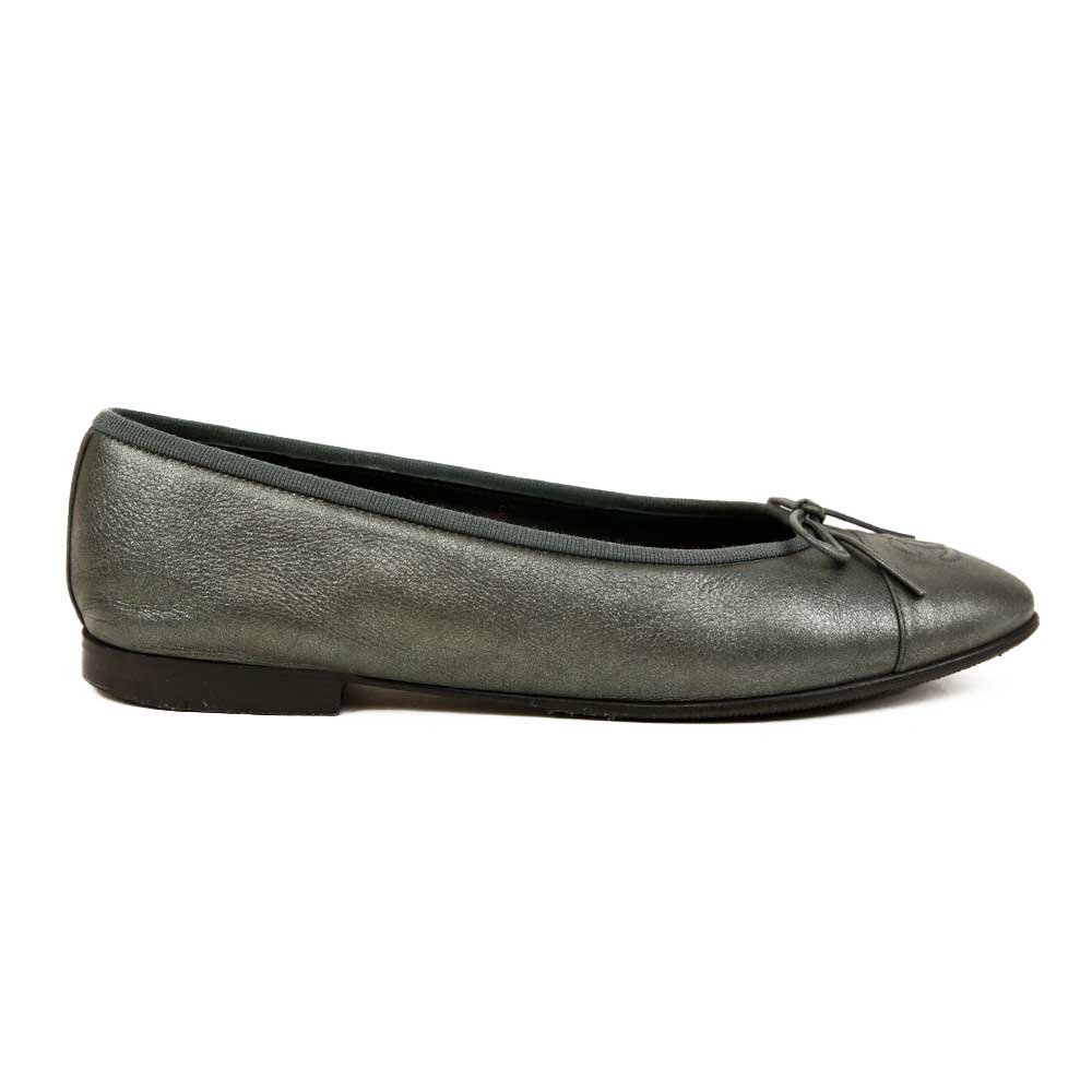 Chanel Gunmetal Ballet Flats