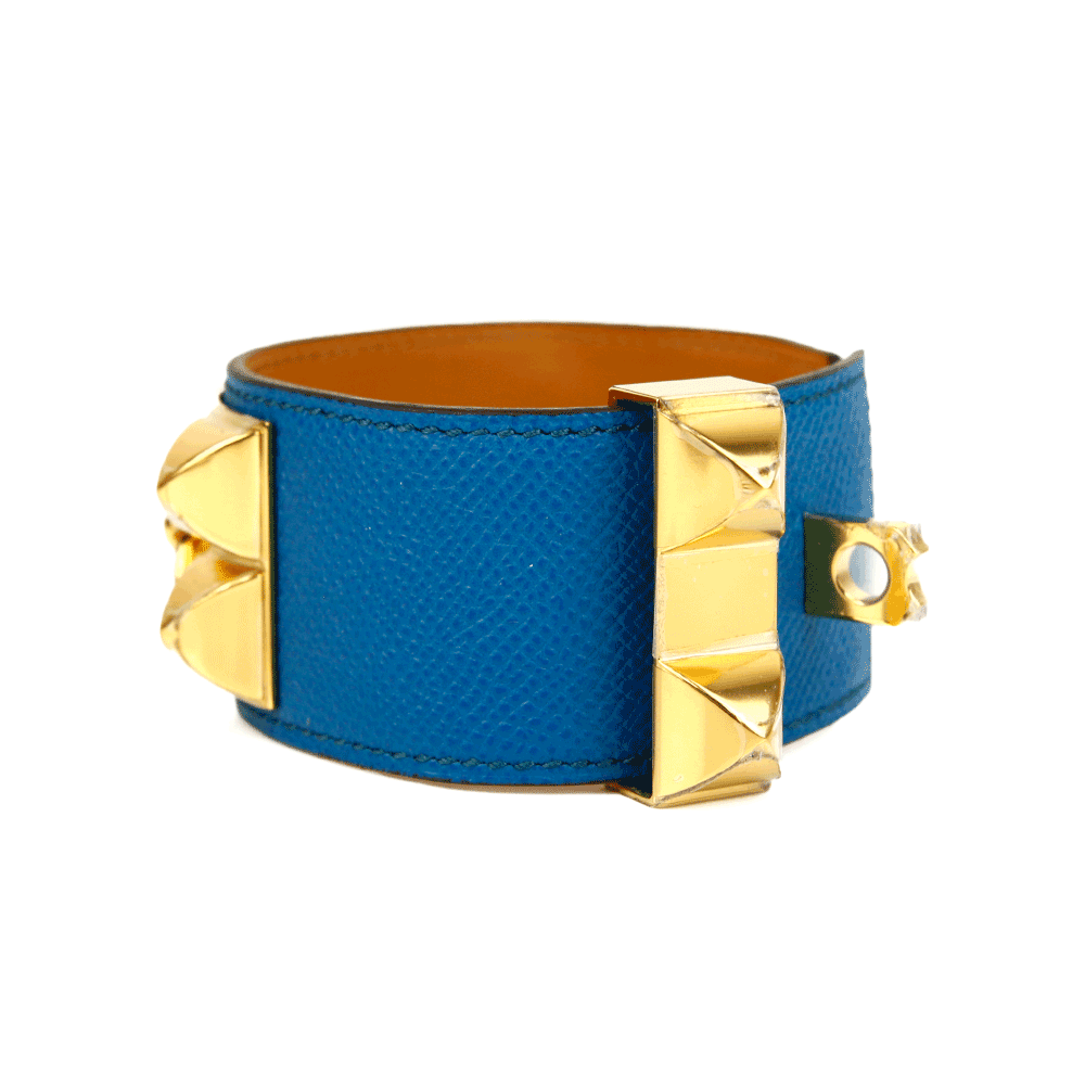 Hermès Collier de Chien Blue 
Gold Bracelet